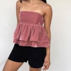 Urban Outfitters Olivia Velvet Tiered Peplum